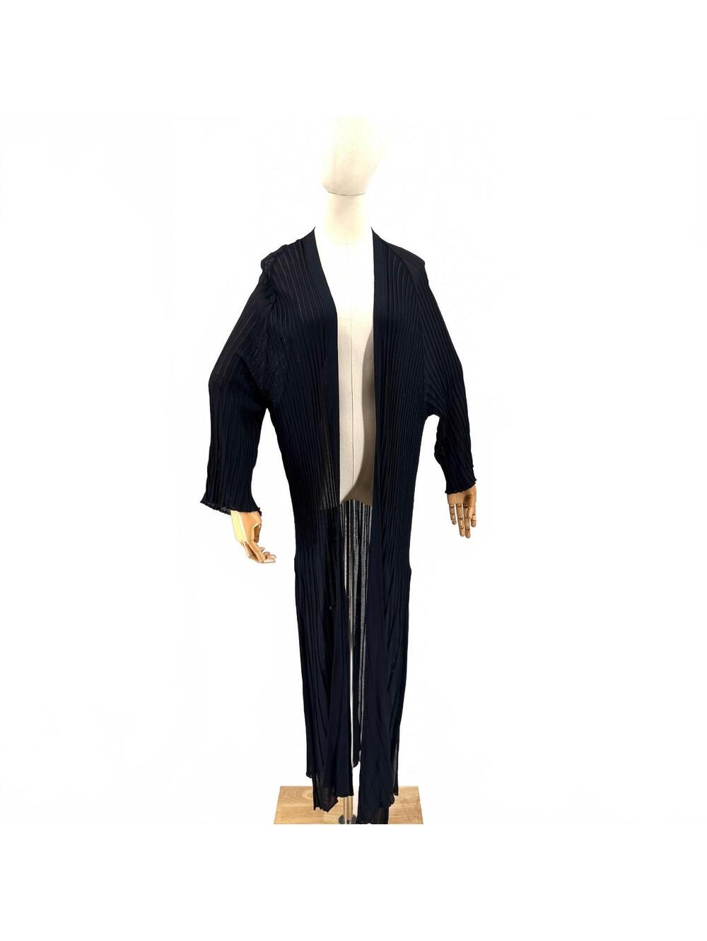 Vintage 90s Claude Montana Black Ribbed Duster Cardigan